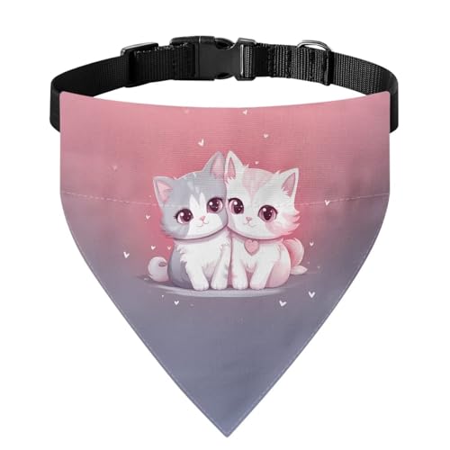 Xoenoiee Katzen-Halstuch, Halsband mit niedlichem Katzen-Aufdruck, weicher Schal, verstellbares Haustier-Kostüm, Haustier-Bandana mit Schnalle und Metallring für einfache Befestigung der Leine, für von Xoenoiee