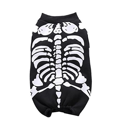 Halloween Party Skeleton Haustierhund Katze Jumpsuit Cosplay Kostüm Dress Up Kätzchen Welpenbekleidung (schwarz, XL) von Xoeryoy