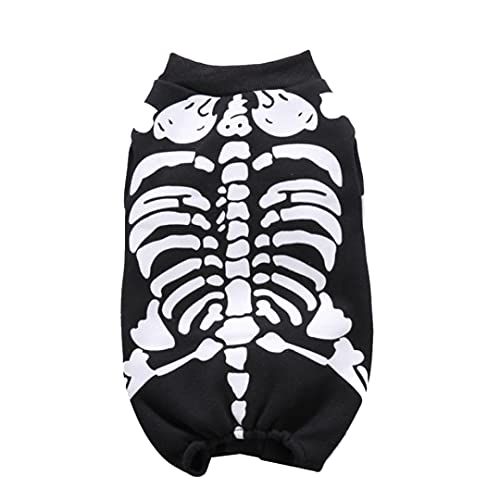 Halloween Party Skeleton Haustierhund Katze Jumpsuit Cosplay Kostüm Dress Up Kätzchen Welpenbekleidung (schwarz, l) von Xoeryoy