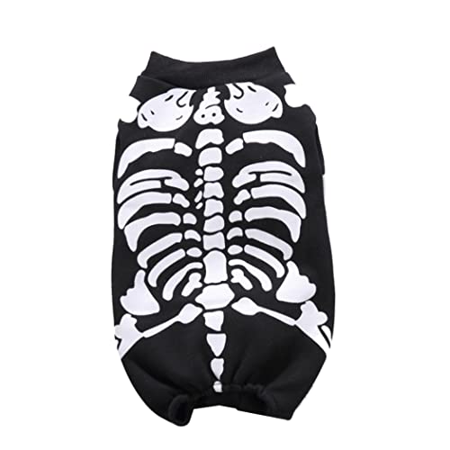 Halloween Party Skeleton Haustierhund Katze Jumpsuit Cosplay Kostüm Dress Up Kätzchen Welpenbekleidung (schwarz, m) von Xoeryoy