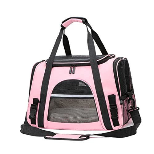 Xoeryoy Haustierkäfigbeutel transportieren Haustasche mit Verriegelungssicherheit Reißverschlüsse tragbar atmungsable faltbar für Haustierkatze rosa von Xoeryoy
