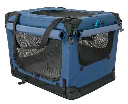 Foxdevil by xonic® Faltbare Hundebox Hunde Transportbox Katzenbox Hundekorb Autobox Korb Katzen Faltbar Box (Blau, L) von Xonic