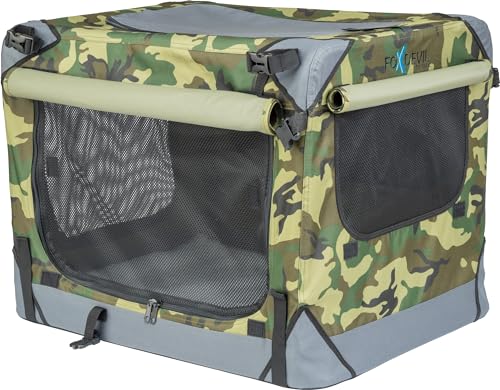 Foxdevil by xonic® Faltbare Hundebox Hunde Transportbox Katzenbox Hundekorb Autobox Korb Katzen Faltbar Box (Camouflage, XL) von Xonic