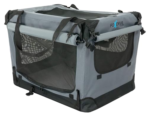 Foxdevil by xonic® Faltbare Hundebox Hunde Transportbox Katzenbox Hundekorb Autobox Korb Katzen Faltbar Box (Dunkelgrau,XXL) von Xonic