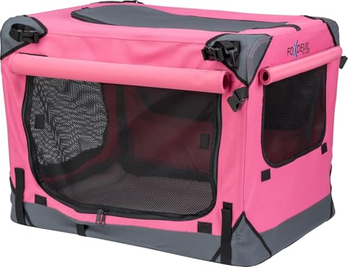 Foxdevil by xonic® Faltbare Hundebox Hunde Transportbox Katzenbox Hundekorb Autobox Korb Katzen Faltbar Box (Light Pink, M) von Xonic