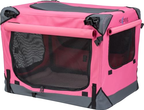 Hundebox Hunde Transportbox Katzenbox Hundekorb Autobox Korb Katzen Faltbar Box (Pink, XXL) von Xonic