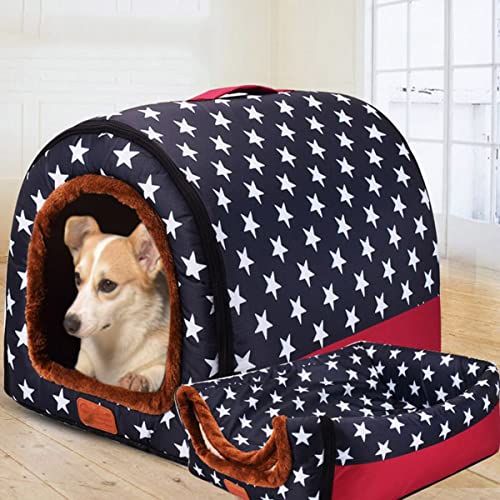 Extra großes 3XL-Hundebett, Jumbo-Hundebett, mittelgroß, 2-in-1 Labrador-Hundehütte, Angstlinderung, Haustierzelt, Bett (S, Haus-C2) von Xpnit