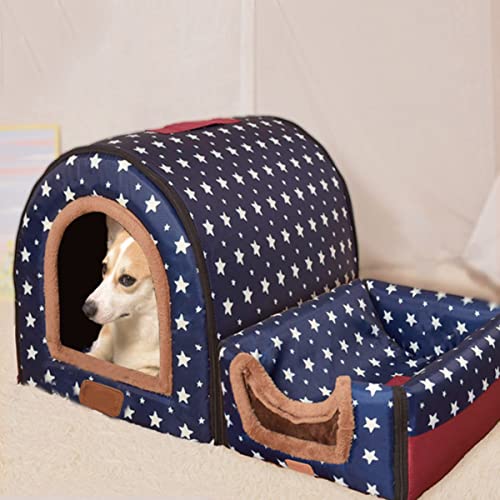 Extra großes 3XL-Hundebett, Jumbo-Hundebett, mittelgroß, 2-in-1 Labrador-Hundehütte, Angstlinderung, Haustierzelt, Bett (XL, Haus-A2) von Xpnit