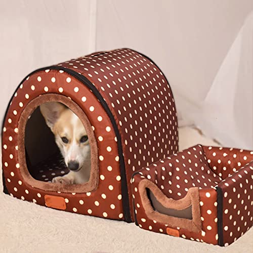 Extra großes 3XL-Hundebett, Jumbo-Hundebett, mittelgroß, 2-in-1 Labrador-Hundehütte, Angstlinderung, Haustierzelt, Bett (XXL, Haus-D) von Xpnit