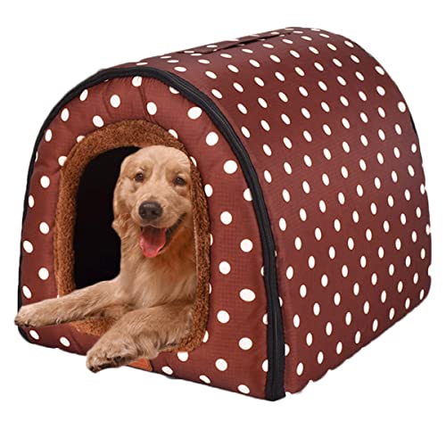 Großes Jumbo-Hundebett, 2-in-1-Hundebett mit Dach, wasserdicht, abnehmbares Kissen, warmes, gemütliches Haustierhaus, waschbar (35 x 32 x 28 cm, B) von Xpnit