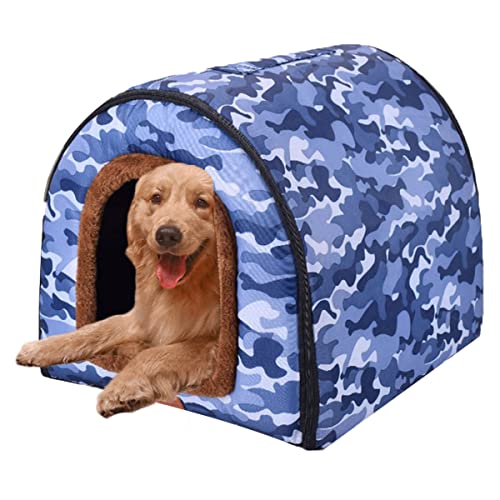 Großes Jumbo-Hundebett, 2-in-1-Hundebett mit Dach, wasserdicht, abnehmbares Kissen, warmes, gemütliches Haustierhaus, waschbar (35 x 32 x 28 cm, G) von Xpnit