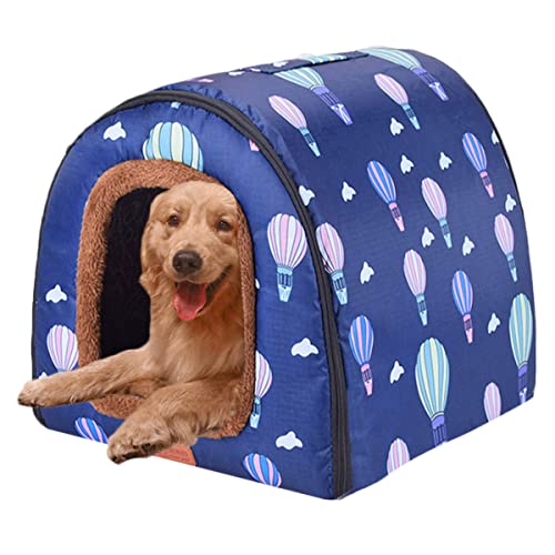 Großes Jumbo-Hundebett, 2-in-1-Hundebett mit Dach, wasserdicht, abnehmbares Kissen, warmes, gemütliches Haustierhaus, waschbar (45 x 38 x 33 cm, F) von Xpnit