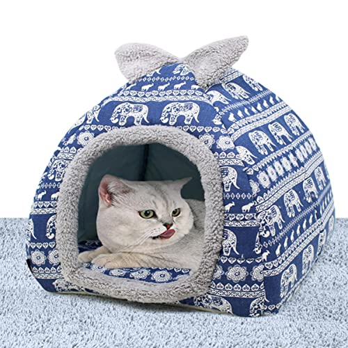 Katzenbett, geschlossenes Katzen-Iglu-Bett, Hundehaus, Angstlinderung, faltbares 2-in-1-Hundesofa, abnehmbares Kissen, warmes, waschbares Haustierzelt (M-40 x 40 x 44 cm, E) von Xpnit