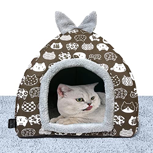 Katzenbett, geschlossenes Katzen-Iglu-Bett, Hundehaus, Angstlinderung, faltbares 2-in-1-Hundesofa, abnehmbares Kissen, warmes, waschbares Haustierzelt (M-40 x 40 x 44 cm, F) von Xpnit