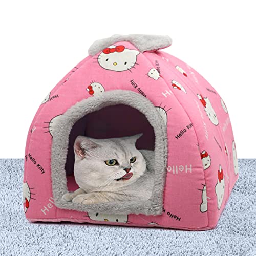 Katzenbett, geschlossenes Katzen-Iglu-Bett, Hundehaus, Angstlinderung, faltbares 2-in-1-Hundesofa, abnehmbares Kissen, warmes, waschbares Haustierzelt (S-30 x 30 x 31 cm, G) von Xpnit