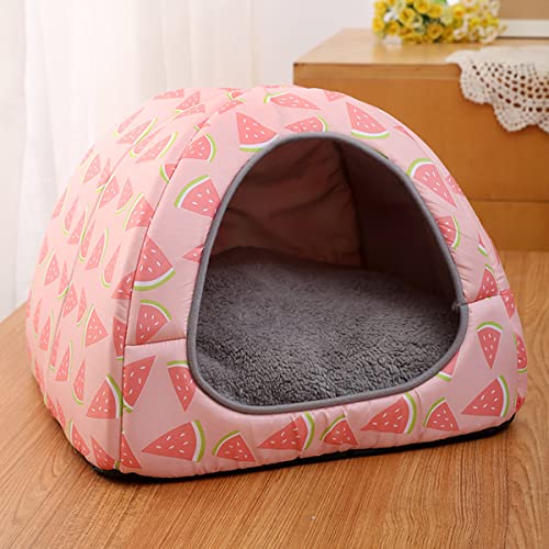 Katzenhöhle Bett Igloo, faltbares Katzenzelt, Hundehaus, Hundevilla, Haustiernest, waschbar, abnehmbares Kissen, warm, beruhigend, Katze, Hundehöhle (40 x 40 x 30 cm, Rosa) von Xpnit