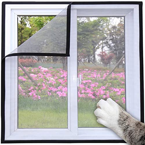 Xpnit Katzenfensterschutz, Fensternetz für Katzen, Sicherheitsnetz, kratzfest, Fensterschutz, Katze, Balkonnetze, Fliegengitter, Moskitonetz (100 x 140 cm, schwarz-graues Netz) von Xpnit