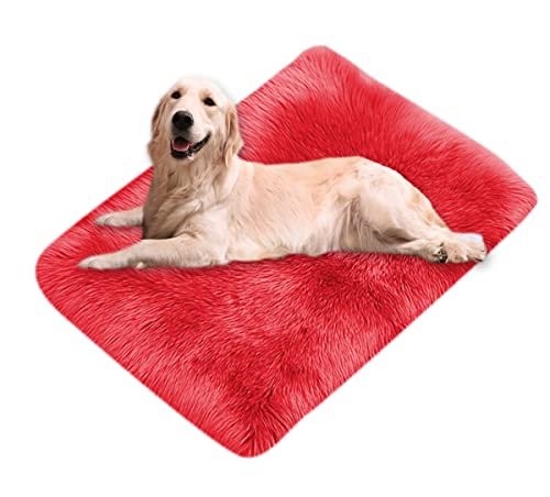 Xpnit Kunstfell-Hundebettmatte, beruhigend, superweich, warm, flauschig, weich, waschbar, Haustier-Hundebett, rutschfest, 40 x 40 cm, Rot von Xpnit