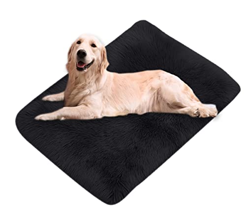 Xpnit Kunstfell-Hundebettmatte, beruhigend, superweich, warm, flauschig, weich, waschbar, für Haustiere, Hunde, rutschfest, 100 x 150 cm, Schwarz von Xpnit