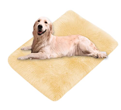 Xpnit Kunstfell-Hundebettmatte, beruhigend, superweich, warm, flauschig, weich, waschbar, für Haustiere, Hunde, rutschfest, 50 x 50 cm, Beige von Xpnit