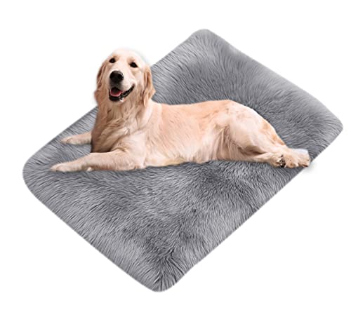 Xpnit Kunstfell-Hundebettmatte, beruhigend, superweich, warm, flauschig, weich, waschbar, für Haustiere, Hunde, rutschfest, 60 x 100 cm, Hellgrau von Xpnit