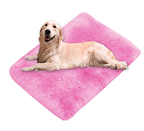 Xpnit Kunstfell-Hundebettmatte, beruhigend, superweich, warm, flauschig, weich, waschbar, für Haustiere, Hunde, rutschfest, 60 x 100 cm, Rosenrot von Xpnit