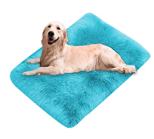 Xpnit Kunstfell-Hundebettmatte, beruhigend, superweich, warm, flauschig, weich, waschbar, für Haustiere, Hunde, rutschfest, 80 x 120 cm, Blau von Xpnit