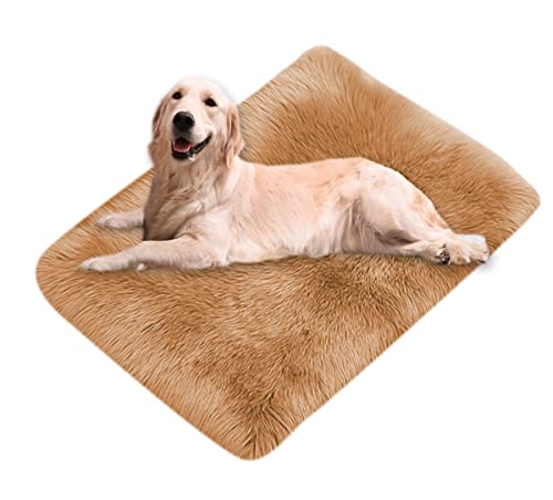 Xpnit Kunstfell-Hundebettmatte, beruhigend, superweich, warm, flauschig, weich, waschbar, für Haustiere, Hunde, rutschfest, 80 x 120 cm, Khaki von Xpnit