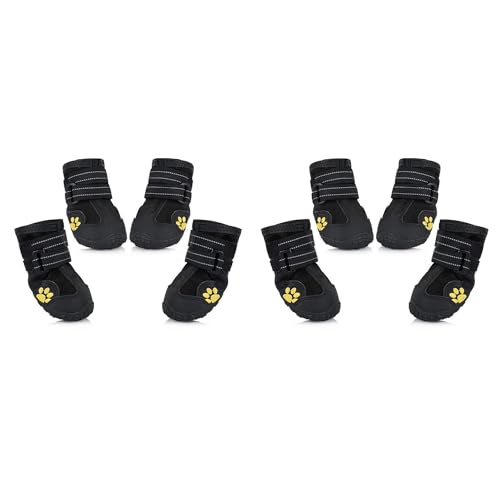 Xptieeck 2 Set wasserdichte Hundeschuhe, Pfotenschutz, Hundestiefel, mit reflektierendem Riemen, warme Schneestiefel für kleine, mittelgroße und große Hunde – 6 & 5 von Xptieeck