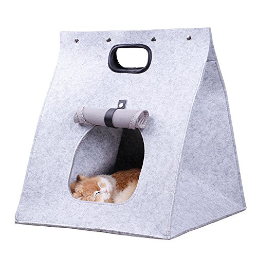 Xptieeck Haustier-Tragetasche, faltbar, tragbar, Wollfilz, Höhlenbett, Reisetasche für Katzen, Welpen, 3-in-1, multifunktionale Nest aus Filz von Xptieeck