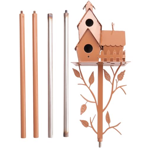 Xptieeck Vogelfutterspender aus Metall, Gartenstecker mit Stange, Vogelhäuser für Innenhof, Hinterhof, Terrasse, Outdoor (Stil E) von Xptieeck