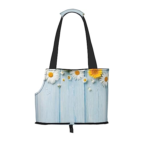 Frühlings-Gänseblümchen-Blumen, weiche Seiten-Reise-Haustier-Tragetasche, Handtasche, tragbare kleine Haustier-Tragetasche, Umhängetasche von XqmarT