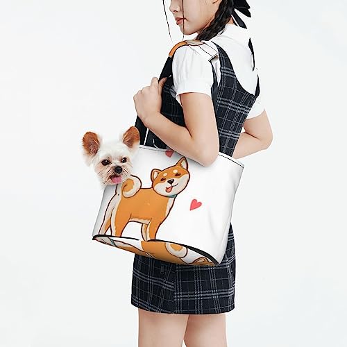 Niedlicher Shiba Inu-Hund, weiche Seitentasche für Reisen, Tragetasche, Handtasche, tragbare kleine Tragetasche für Haustiere, Umhängetasche von XqmarT