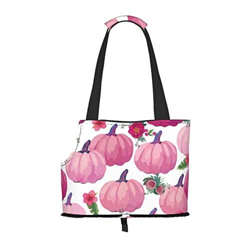 Pink Pumpkins Thanksgiving, weiche Seiten-Reise-Tragetasche für Haustiere, Handtasche, tragbare kleine Haustier-Tragetasche, Umhängetasche von XqmarT