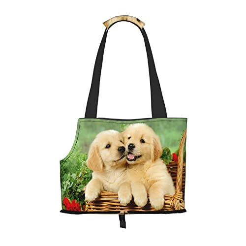 Welpe Golden Retriever, weiche Seitentasche für Reisen, Tragetasche, Handtasche, tragbare kleine Tragetasche für Haustiere, Umhängetasche von XqmarT