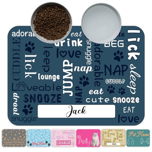 Xsersao Personalisierte Haustier-Füttermatte, individueller Name, Hundefuttermatte, personalisierbar, Wasser-Tischsets, wasserdichtes und rutschfestes Design für Hunde und Katzen, Stil 3 Xsersao Personalisierte Haustier-Füttermatte, individueller Name, Hundefuttermatte, personalisierbar, Wasser-Tischsets, wasserdichtes und rutschfestes Design für Hunde und Katzen, Stil 3 von Xsersao