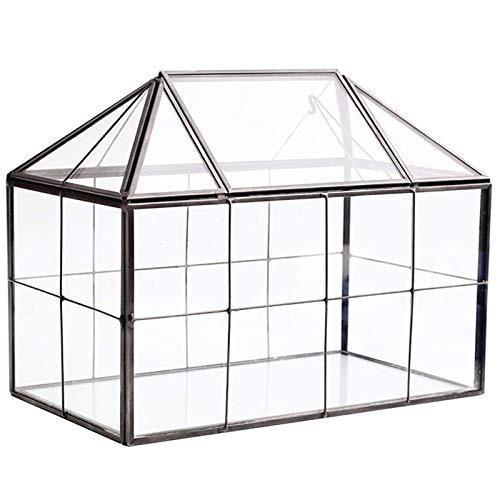 Xtahdge Glas-Terrarium, handgefertigt, Hausform, geometrischer Glasbehälter mit Schwingdeckel, Übertopf für Sukkulenten von Xtahdge