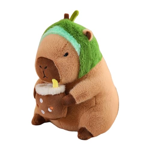 Xtauaguh Capybara Spielzeug Plüsch | Süßes Capybara Kuscheltier Plüschkissen | Abnehmbare Kopfbedeckung, Bezauberndes Capybara-Plüschtier für Erwachsene, Kinder und Mädchen, weiche Tiere von Xtauaguh