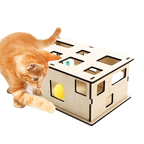 Xtauaguh Katzenleckerli Puzzle, Katzenfutter-Puzzle | Peek and Play abnehmbare Spielzeugkiste mit mehreren Löchern, interaktive Bereicherung, Kratzbrett, Langeweile von Xtauaguh