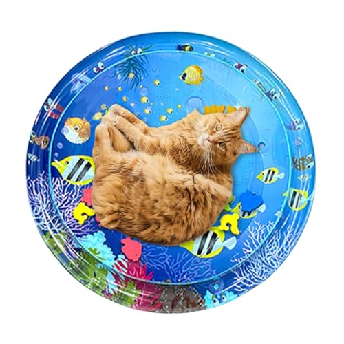 Xtauaguh Sensorische Wassermatte für Katzen, Wasserspielmatte für Katzen - Kühlmatte für Katzen - Katzen-Wasserspielmatte für Hauskatzen, interaktives Katzenspielzeug zum Spielen mit Haustieren von Xtauaguh