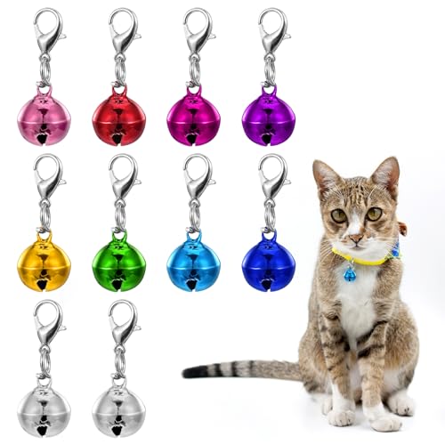 10 Stück Katze Halsband Glocke, Haustier Kleine Glocken mit Verschlüssen, Bunte Halsband Glöckchen für Katzen Hunde, Katzenhundehalsband Glocken, Haustierhalsband Zubehör von Xthrotsenk