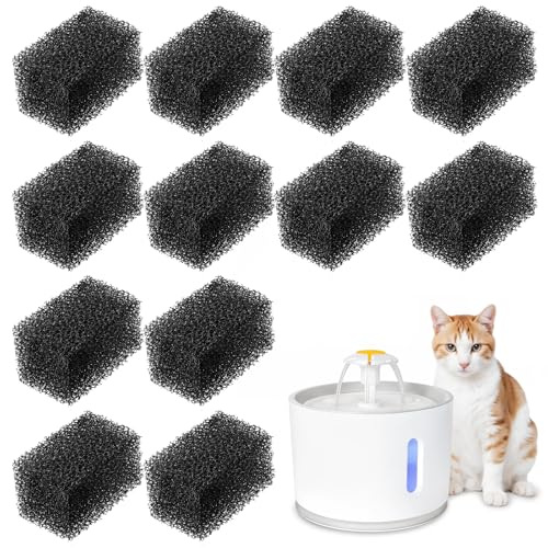 12 Stück Katzenbrunnen Schwamm Ersatz Katze Wasserbrunnen Filter Vorfilter Schwämme Schaumstoff Schwämme Katzenbrunnen Schwamm Filter für 2,608.2 g/2.8L Cat Pet Fountain von Xthrotsenk