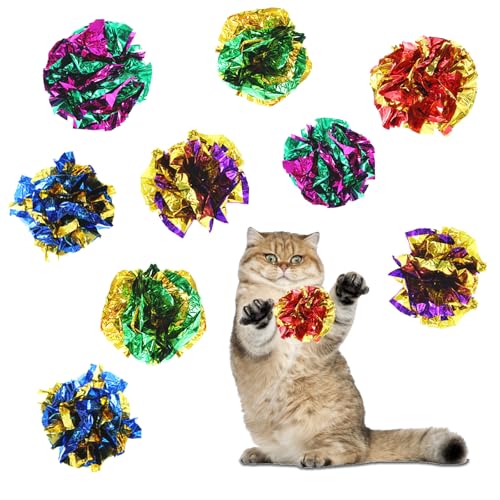 Xthrotsenk 20 Stück Knisterball für Katzen Interaktive Knisterball Bunte Katze Spielzeug Bälle Cat Crinkle Ball 6 cm Katzenballspielzeug Katzen Mylar Knisterbälle Bunte Katzenspielbälle von Xthrotsenk