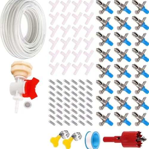 XuQiZZpp Kaninchen Käfig Wasserspender Kleintier-Bewässerungs-Sets mit 6/12/24 Metallnippeln Trinker für Kleintiere XuQiZZpp Kaninchen Käfig Wasserspender Kleintier-Bewässerungs-Sets mit 6/12/24 Metallnippeln Trinker für Kleintiere von XuQiZZpp