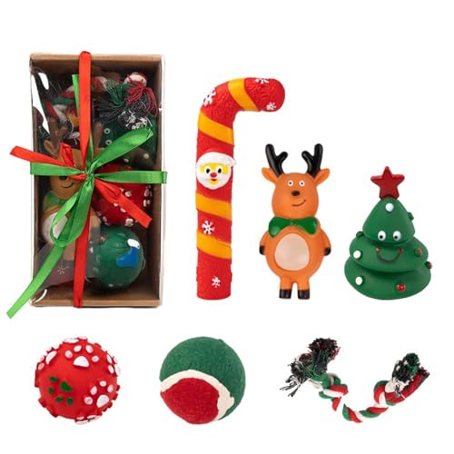 XuQiZZpp Weihnachts-Geschenkset, weiches Kauspielzeug für Hunde, mit Seil, Geschenkbox für verschiedene Rassen von XuQiZZpp