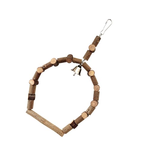 Vogelkäfige aus Holz, stehend, Sitzstangen, Spielzeug, Vogelkäfig, Kauspielzeug, Schaukel mit Glocken für kleine Vögel, Unterhaltung, Spielzeug, Schaukelspielzeug für Vogel von Xuancai