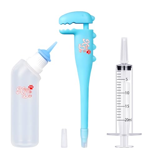 Xuanda Pet Pill Shooter, Pillenspender mit 20 ml Spritzen und Stillflasche für Katzen, Hunde und Kleintiere (blau) von Xuanda