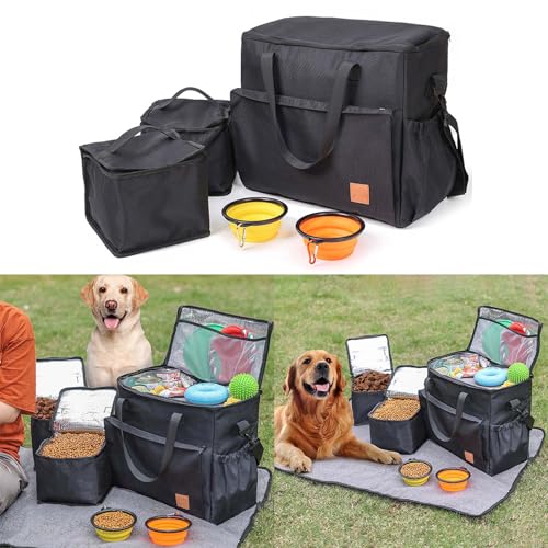 Xuanxi Futteraufbewahrung, Haustier-Tragetasche, Hundefutter, Crossbody-Tasche mit faltbarem Napf für Hunde, Outdoor, Camping, Reisen, Aufbewahrungstasche von Xuanxi