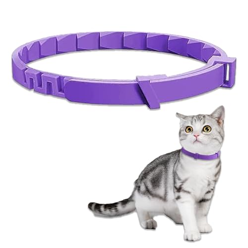 Verstellbares Katzenhalsband, beruhigendes Katzenhalsband, Katzen-Sicherheitshalsband für Kätzchen, kleine, mittelgroße und große Katzen, drinnen und draußen, sicher, bequem, wasserdicht (Lila, von Xuigort