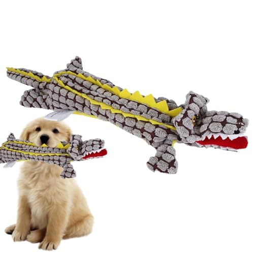Xujuika Quietschspielzeug für Hunde, interaktives Spielzeug, Quietschspielzeug für Hunde,Unzerstörbarer robuster Krokod -Quietschplüsch - Unzerstörbar, robust, quietschend für aggressive Kauer, süßes von Xujuika